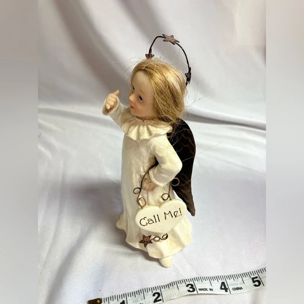 Adorable Cream Angel “Call Me” Figurine